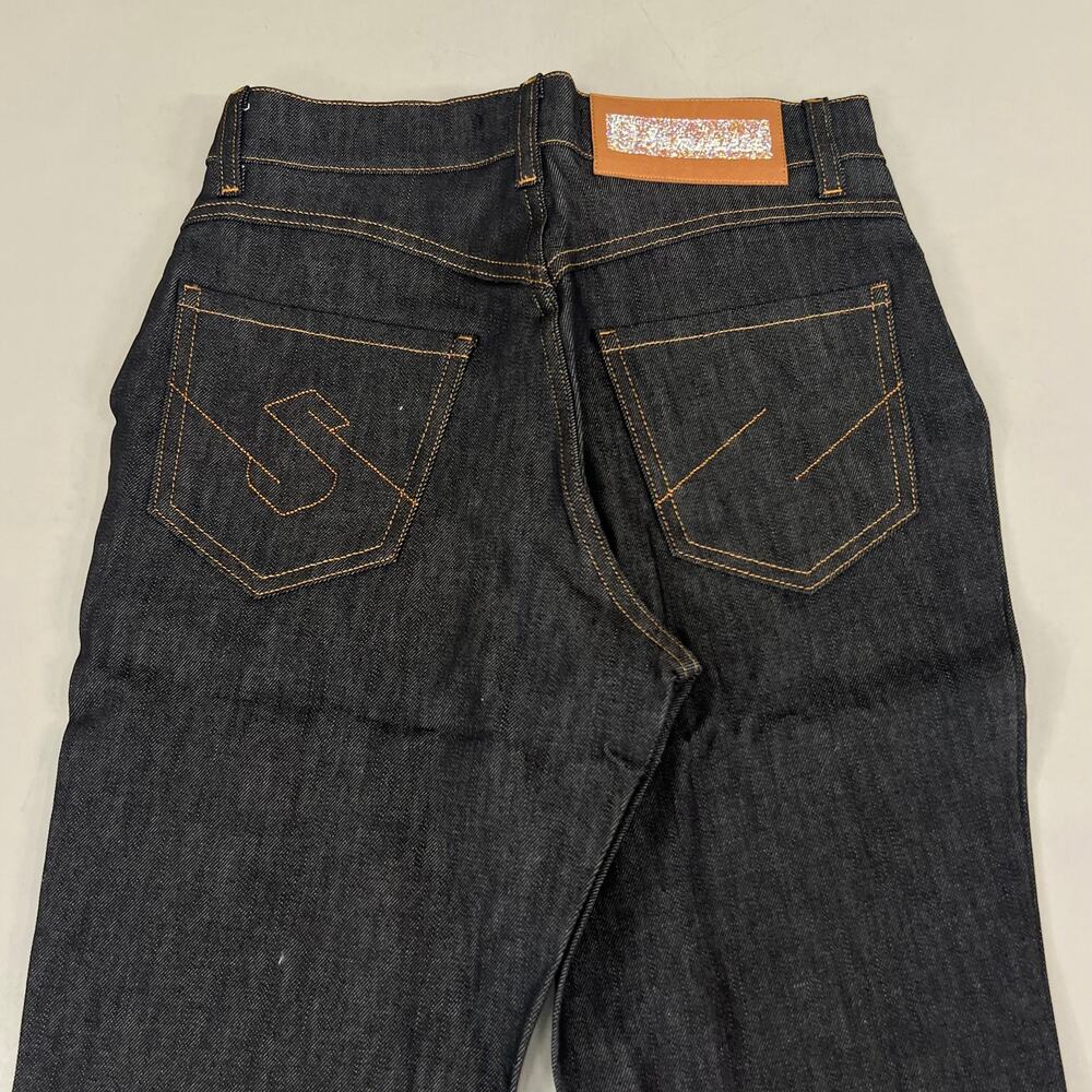 SAMSHIELD Swarovski Crystal Engraved Jeans Women Sz US 26, UK 8, 36 Black Denim - Picture 6 of 11